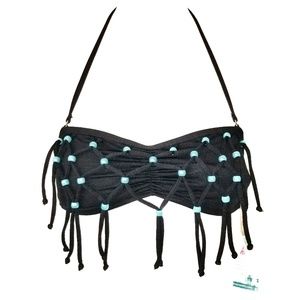 Eco Peace Beaded Fringe Bandeau Bikini Top New Sm